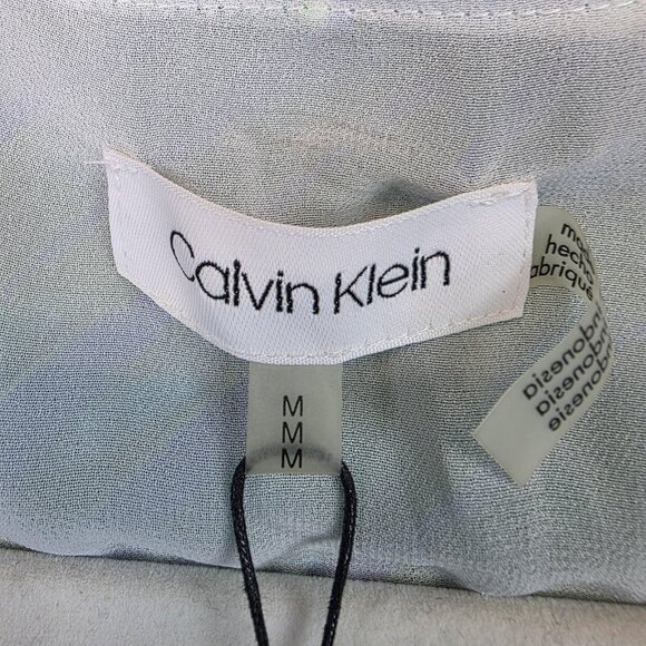 Calvin Klein Top Womens Medium Green Tropical Palm Print Cold Shoulder NWT - Picture 2 of 10